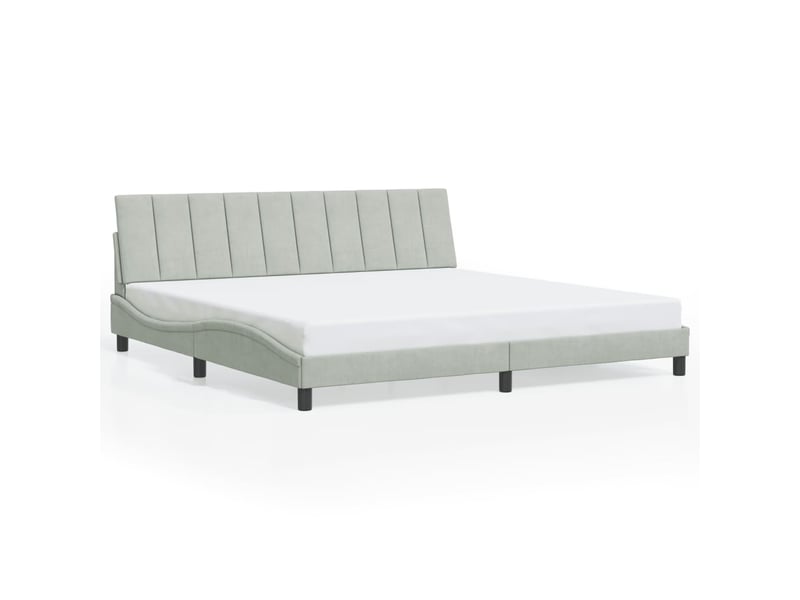  Lit double- lit adulte -  cadre de lit avec led sans matelas hanko gris clair 200x200 cm velours  - Conforama D