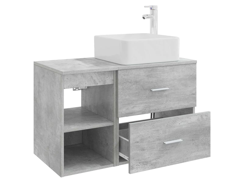 Ensemble de mobilier de salle de bain 2 pcs gris béton shl9955 - Conforama D