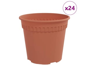 Jardinière - pot à fleurs rond 24 pcs rouge brique ø 19 x 16,5 cm plastique