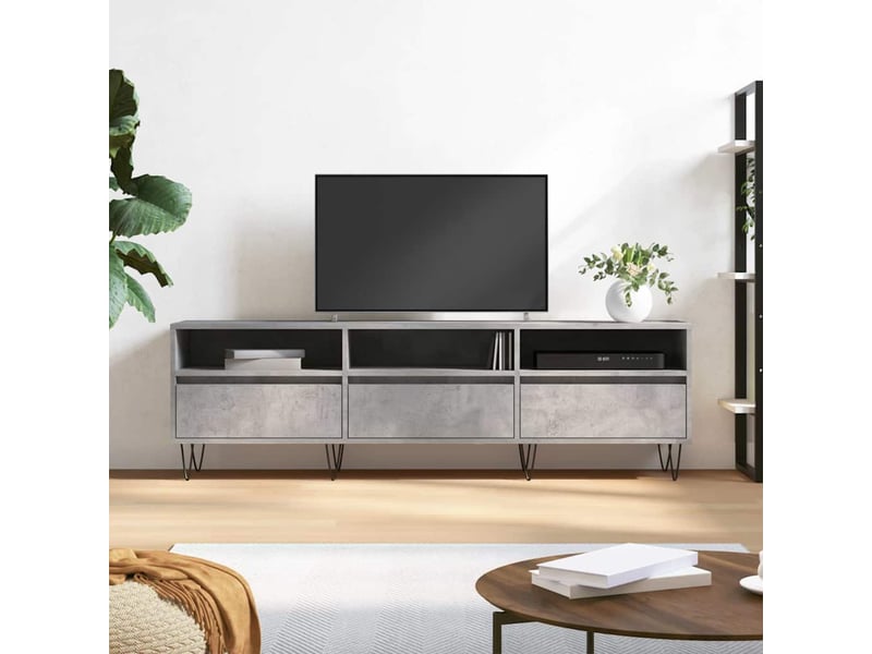  Meuble tv - banc tv - meuble de rangement gris béton 150x30x44,5 cm bois d'ingénierie  - Conforama B