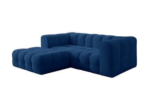 Canapé d'angle gauche fixe LOUNGITUDE MILOE 3 places Velours Bleu foncé