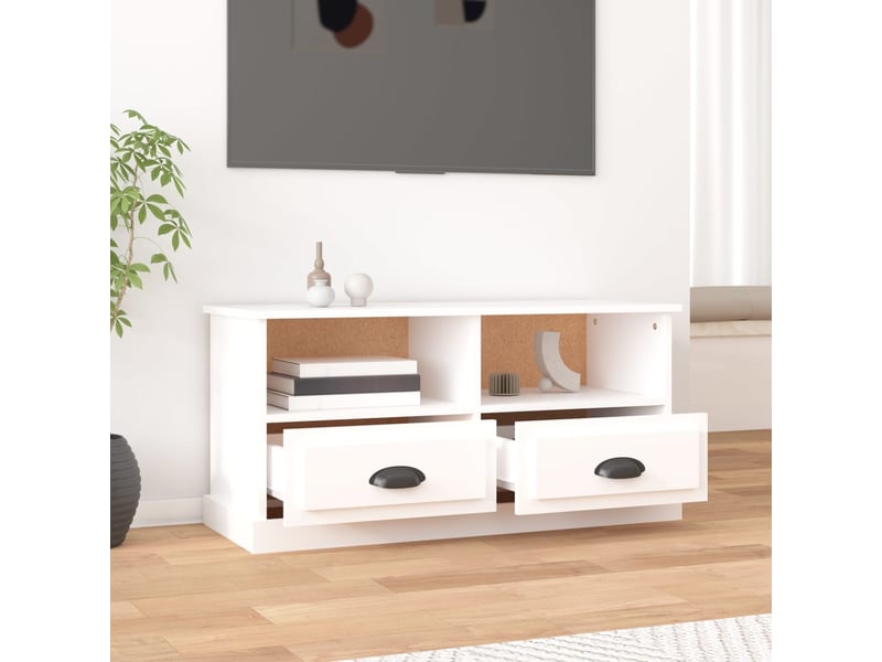  Meuble tv - banc tv - meuble de rangement blanc 93x35,5x45 cm bois d'ingénierie  - Conforama C