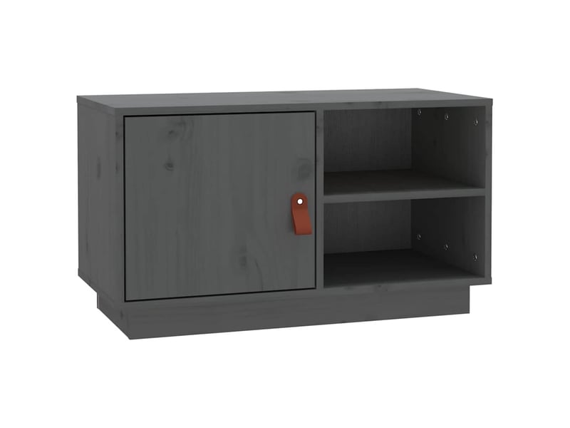  Meuble tv - banc tv - meuble de rangement gris 70x34x40 cm bois de pin massif  - Conforama A