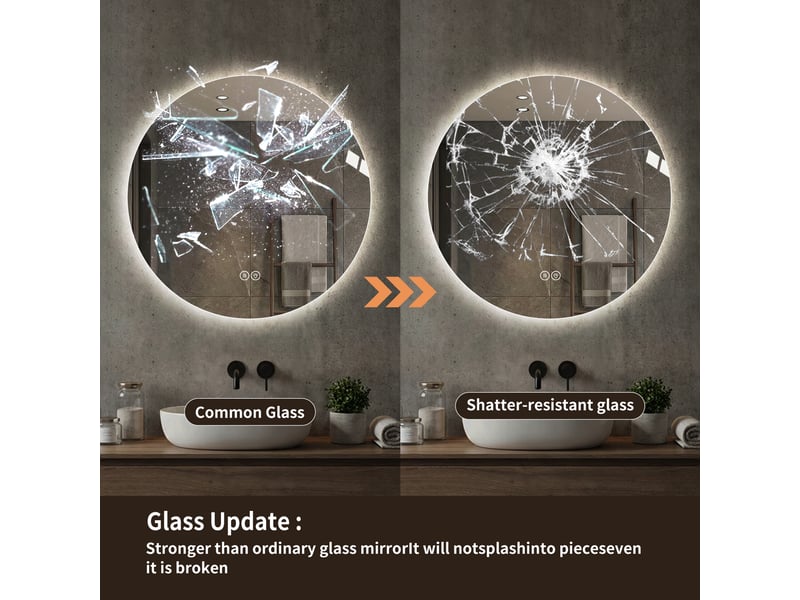  Miroir led rond de 70 cm pour salle de bain, rétroéclairé et anti-buée  - Conforama C