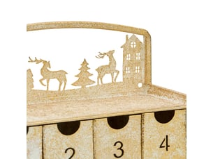 Calendrier de l'avent en métal doré h. 50 cm
