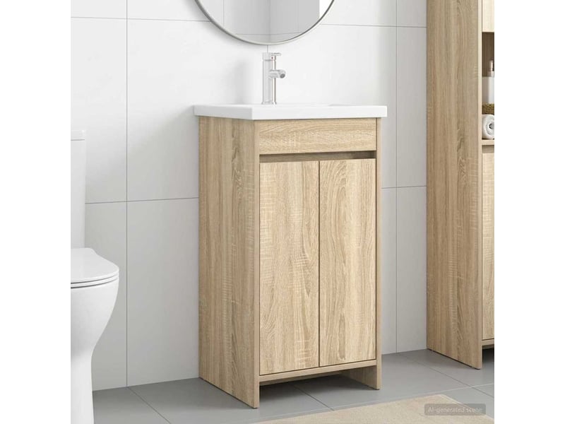  Meuble salle de bain avec évier, meuble de rangement chêne sonoma shl5309  - Conforama B