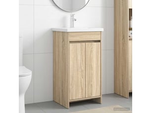 Meuble salle de bain avec évier, meuble de rangement chêne sonoma shl5309