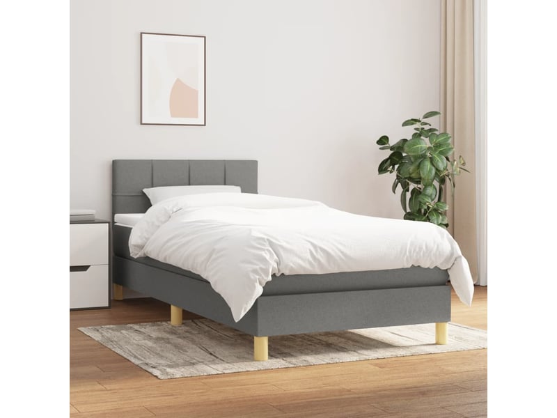  Lit simple, sommier à lattes de lit avec matelas gris foncé 80x200 cm tissu shl75232  - Conforama B