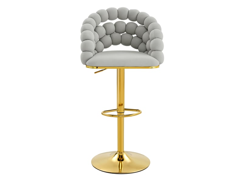  Lot de 2 tabourets de bar réglables,avec piètement doré,velours,gris clair  - Conforama A