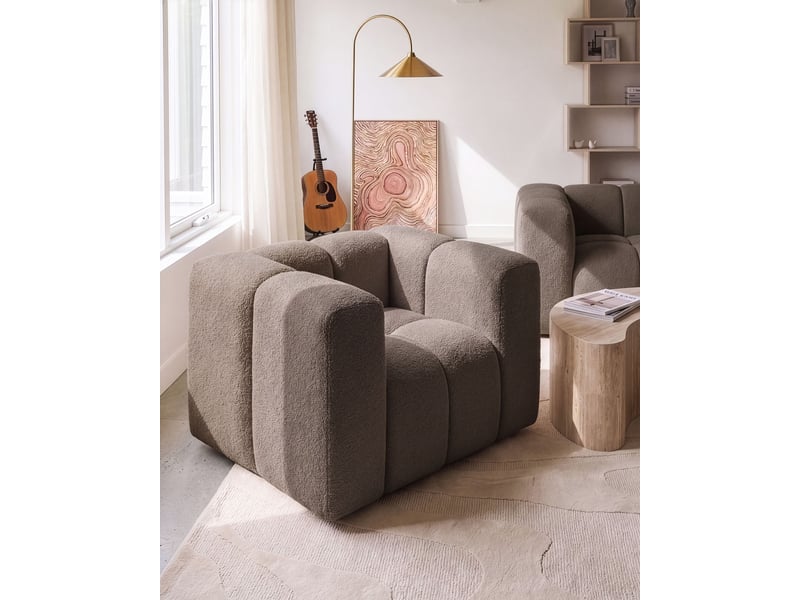 Fauteuil antola bouclé taupe - Conforama B