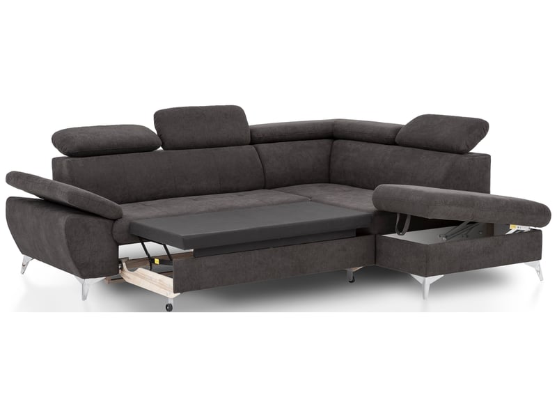 Canapé d'angle droit convertible 4 places en tissu ALLY 2 coloris anthracite - Conforama D