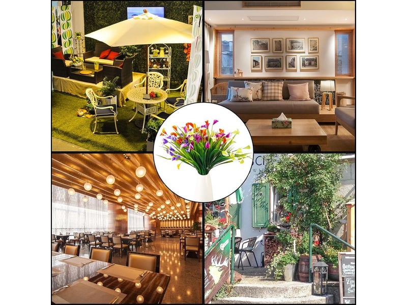 Lys artificiels, fleurs artificielles décoratives, bouquet de plantes artificielles, adaptés à la décoration intérieure et extérieure, idéal pour la maison, le jardin, le bureau, la cuisine, la tabl - Conforama E