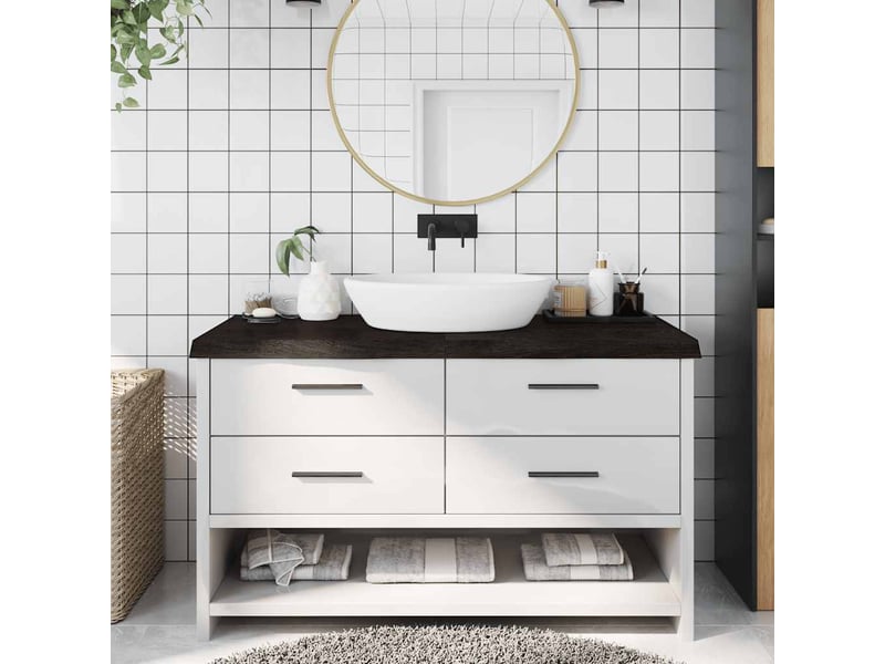 Comptoir de salle de bain, plan de travail marron foncé bois massif traité cf65876 - Conforama B
