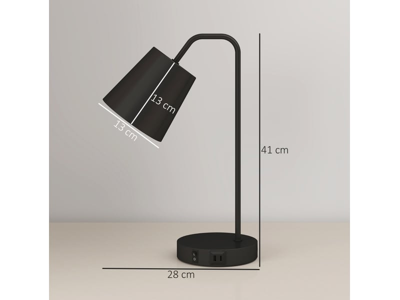  Lot de 2 lampes de table modernes, avec ports usb-a et usb-c, pour chambre, salon et bureau, noir  - Conforama C