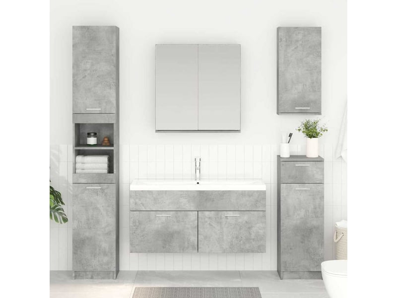  Armoire d'évier, meuble de rangement gris béton bois d'ingénierie  - Conforama B