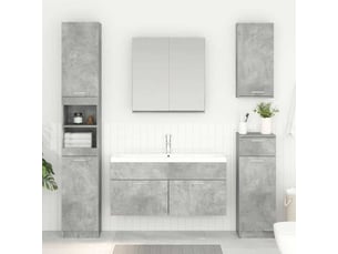 Armoire d'évier, meuble de rangement gris béton bois d'ingénierie