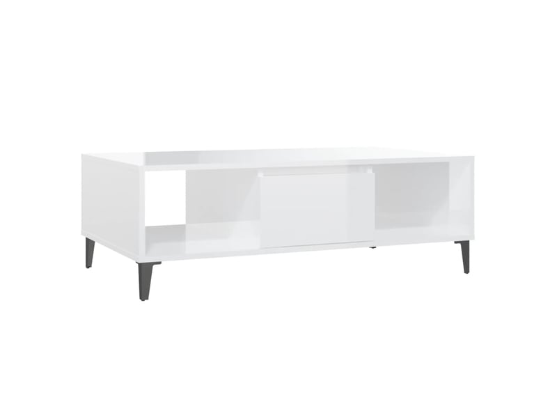  Table basse rectangulaire | table de salon blanc brillant 103,5x60x35 cm bois d'ingénierie  - Conforama A