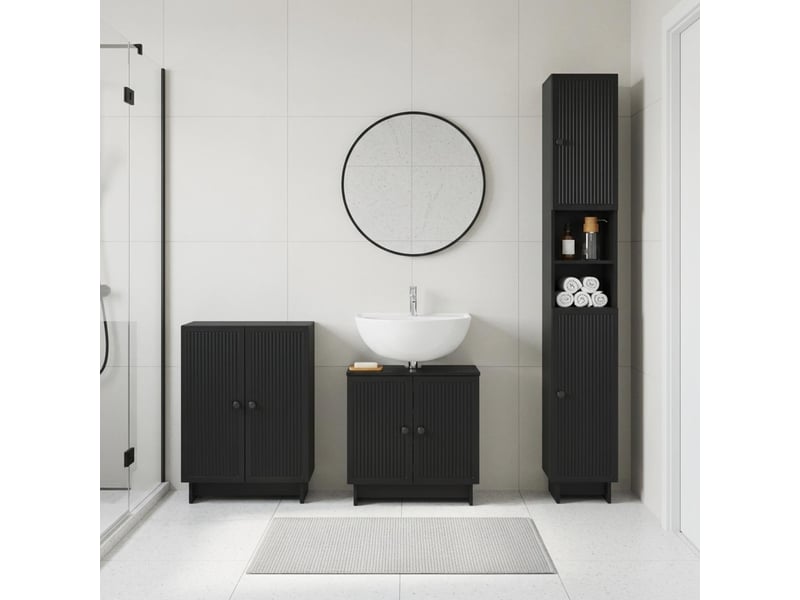 Ensemble de meuble de salle de bain 3 pièces ede noir cf63421 - Conforama B