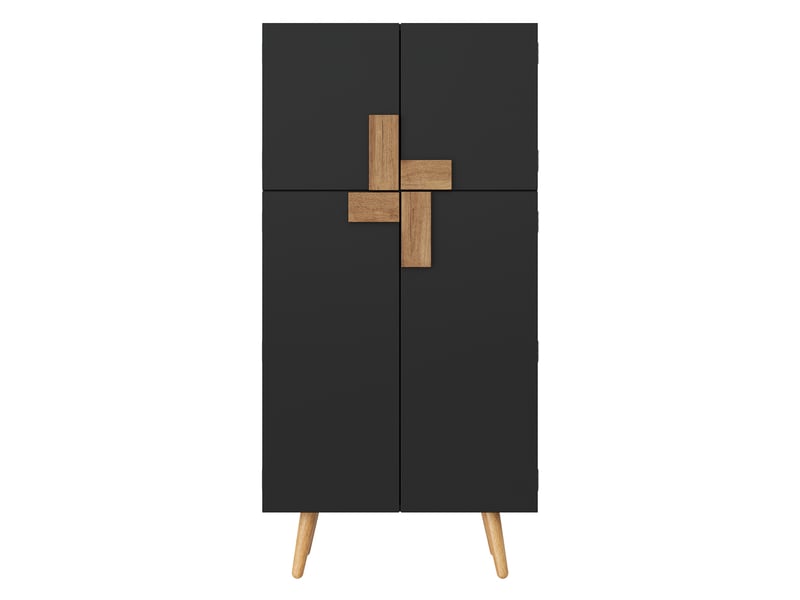  Buffet de cuisine haut 60x35x120 cm noir, 4 portes, rangements de porte et étagères réglables Fay Lum - Conforama A