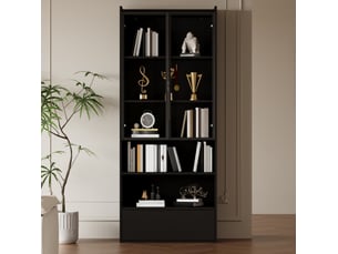 Vitrine coloris noir 6 étagère(s) <strong>DESMIU</strong> <strong></strong> - 80 cmx180 cm