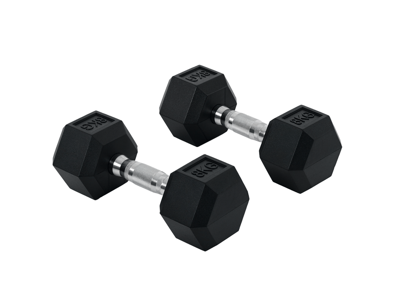  Haltères hexagonales, lot de 2 haltères avec poignées moletées, en fonte, 2 x 8 kg, pour hommes et femmes, usage domestique, salle de sport, musculation  - Conforama A