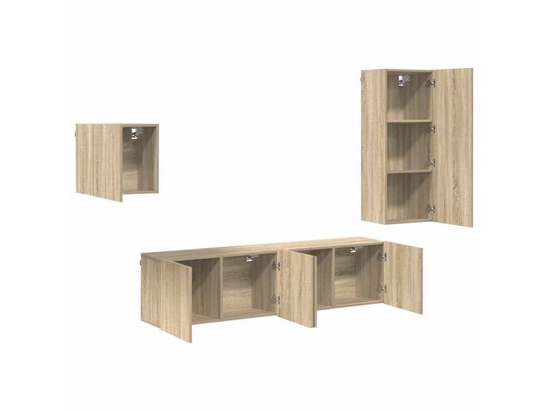  Unités murales tv 4 pcs chêne sonoma bois d'ingénierie shl73043  - Conforama D