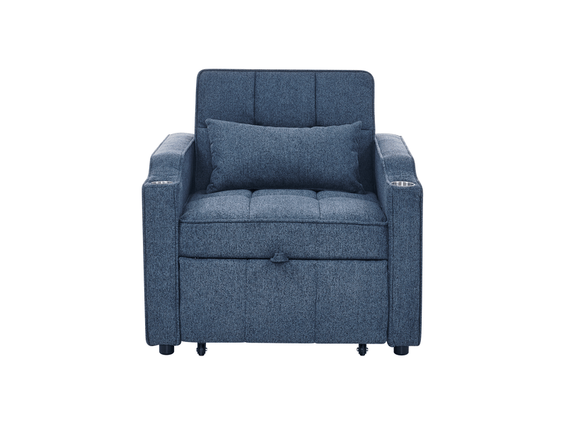  Canapé convertible 1 place avec ports usb en tissu bleu marine W3567S00003 - Conforama A
