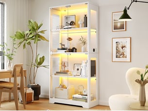 Vitrine coloris blanc <strong>LEYTN</strong> <strong></strong> - 80 cmx160 cm