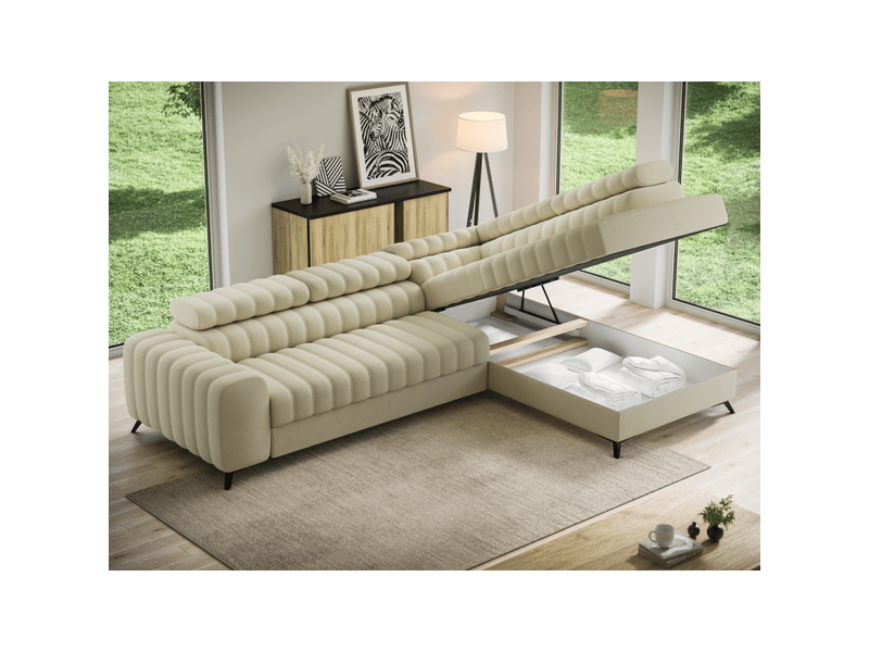  Canapé d'angle collection kanedojo coloris beige  - Conforama D