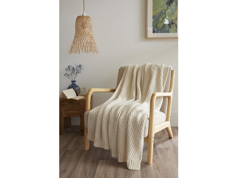  Plaid 125 x 150 cm polyester tricot uni olympia ivoire 15694 - Conforama B