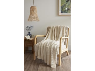 Plaid 125 x 150 cm polyester tricot uni olympia ivoire