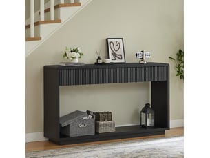 Console d’entrée moderne 150x35x85 cm avec 2 tiroirs noir charbon