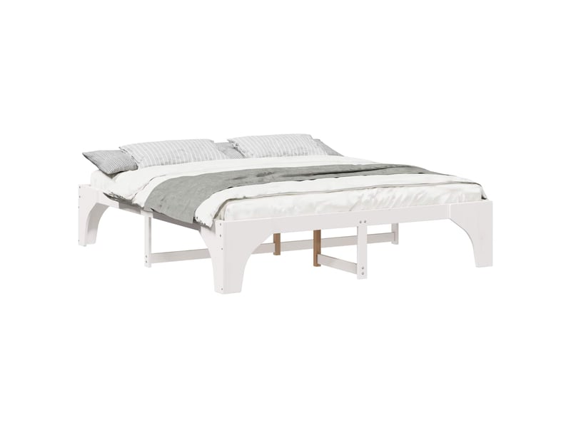  Lit double- lit adulte -  cadre de lit blanc 200 x 200 cm pin massif  - Conforama A