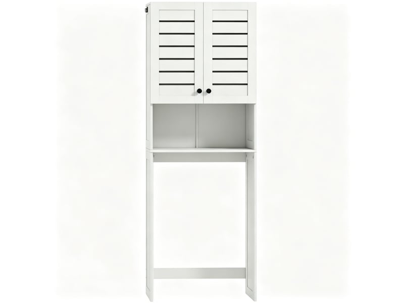 Meuble wc sur toiletteslave-linge, double porte persiennée, rangement gain de place - Conforama A