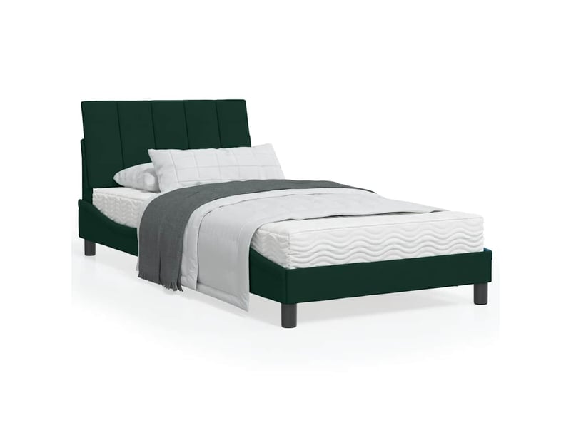 Lit avec matelas hanko vert foncé 100x200 cm velours - Conforama B