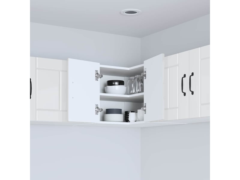 Meuble mural de cuisine, armoire d'angle cuisine lucca blanc brillant 57x57x40cm  - Conforama D