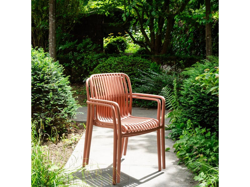  Lot de 2 chaises de jardin en résine terracotta paloma 601007/2 - Conforama D
