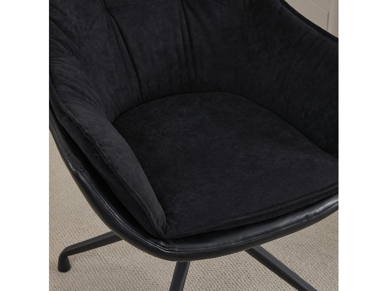 Fauteuil de bureau pivotant à retour automatique, assise ergonomique en similicuir noir, 69 × 65 × 46 cm - Conforama E