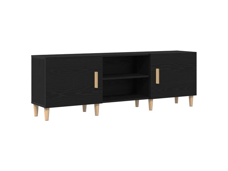 Meuble tv - banc tv - meuble de rangement 150 x 30 x 50 cm chêne noir bois d'ingénierie  - Conforama A