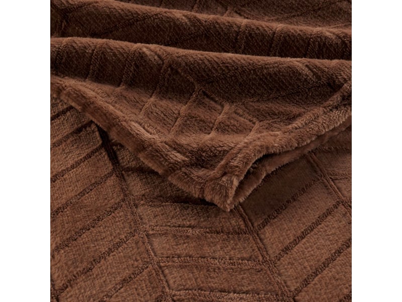  Plaid flanelle en relief arya 180x220cm choco  - Conforama B