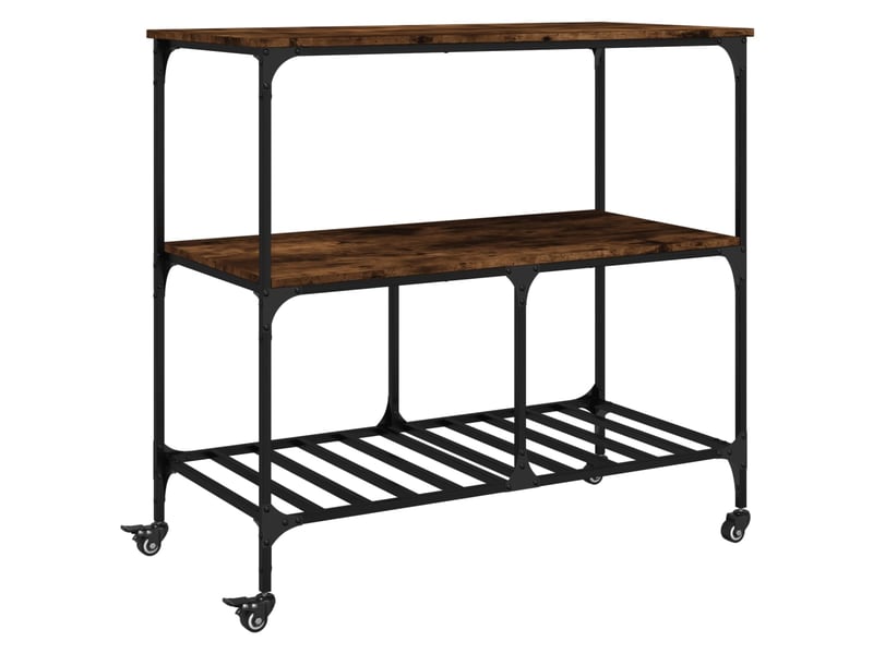  Desserte de cuisine, chariot de rangement chêne fumé 100x50x95 cm bois d'ingénierie  - Conforama A