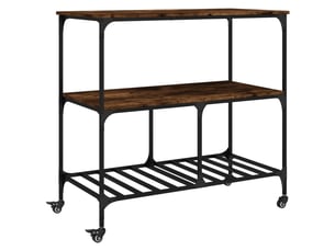 Desserte de cuisine, chariot de rangement chêne fumé 100x50x95 cm bois d'ingénierie