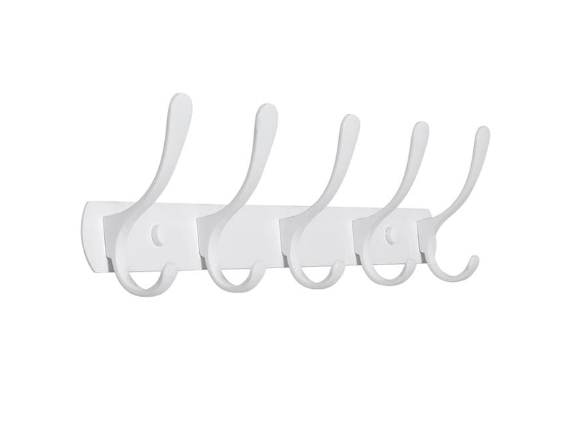  Porte-manteau mural moderne avec 5 crochets, robuste, en métal, pour accrocher vêtements, crochet blanc, idéal dans le débarras, l'entrée, multicolore XLH-ZLS-015609ZLS - Conforama A