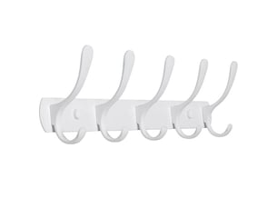 Porte-manteau mural moderne avec 5 crochets, robuste, en métal, pour accrocher vêtements, crochet blanc, idéal dans le débarras, l'entrée, multicolore