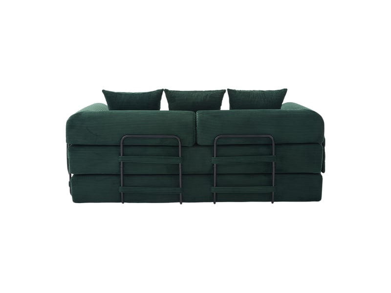  Canapé compression lounger émeraude set 3 coussins cadre métal poches latérales  - Conforama E