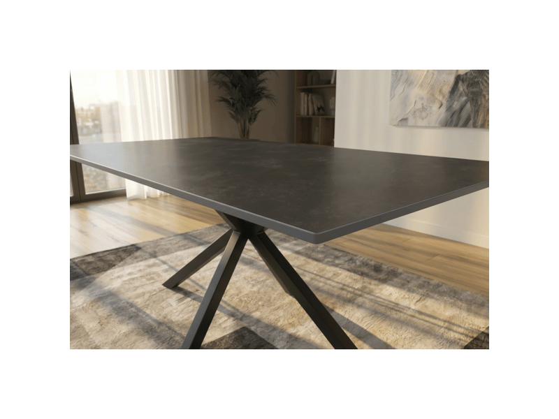 Table de salle à manger solara 160 cm en céramique gris anthracite avec pied étoile noir – 6 places - Conforama D