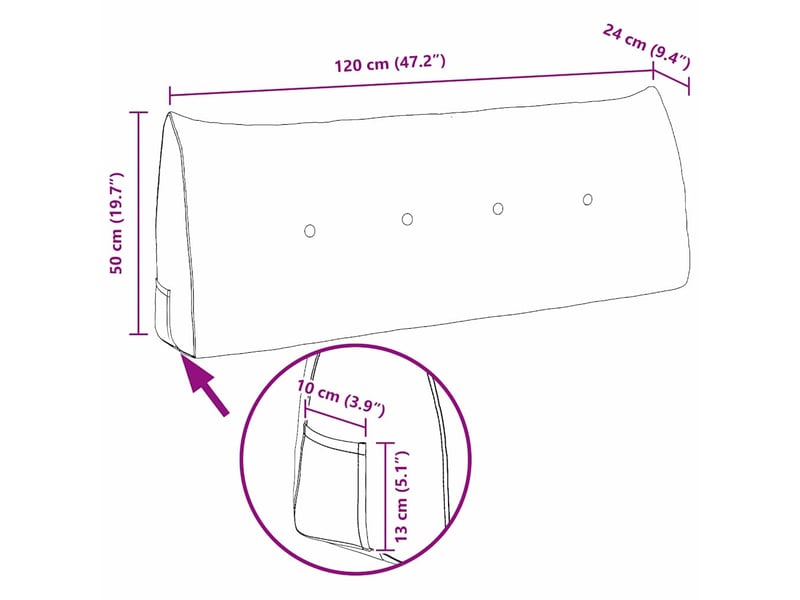  Coussin de dos, coussin de dossier rose 120 x 24 x 50 cm tissu cf54965  - Conforama E