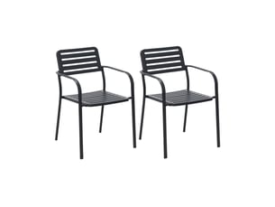 Lot de 2 fauteuils de jardin empilables en métal gris - baca