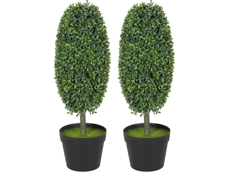  Lot de 2 plantes artificielles vertes 60 cm en plastique, feuillage résistant aux uv pour intérieur et extérieur  - Conforama A