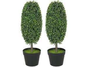Lot de 2 plantes artificielles vertes 60 cm en plastique, feuillage résistant aux uv pour intérieur et extérieur